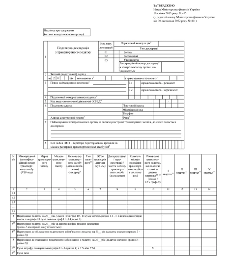 транспортний податок декларація