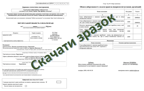 звіт про заборгованість з оплати праці 3‑борг