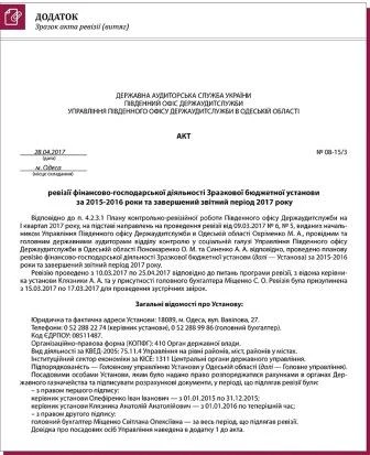 Приклад акта ревізії акт ревізії фінансово-господарської діяльності приклад