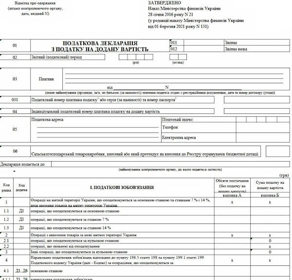 Декларація з ПДВ - БЛАНК БЛАНК Декларації з ПДВ