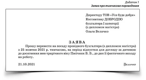 Відсторонення працівників - хто має виконувати роботу на цей час Заява про тимчасове переведення