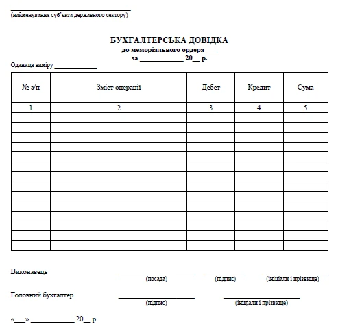 Бухгалтерська довідка — бланк Бухгалтерська довідка бланк