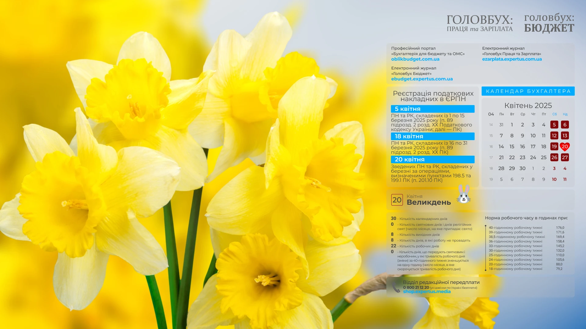 Календар бухгалтера на квітень – оберіть шпалери робочого стола